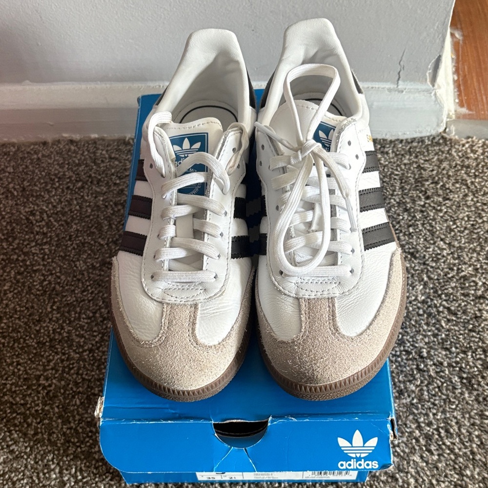 Adidas Classic White and Black Trainers
